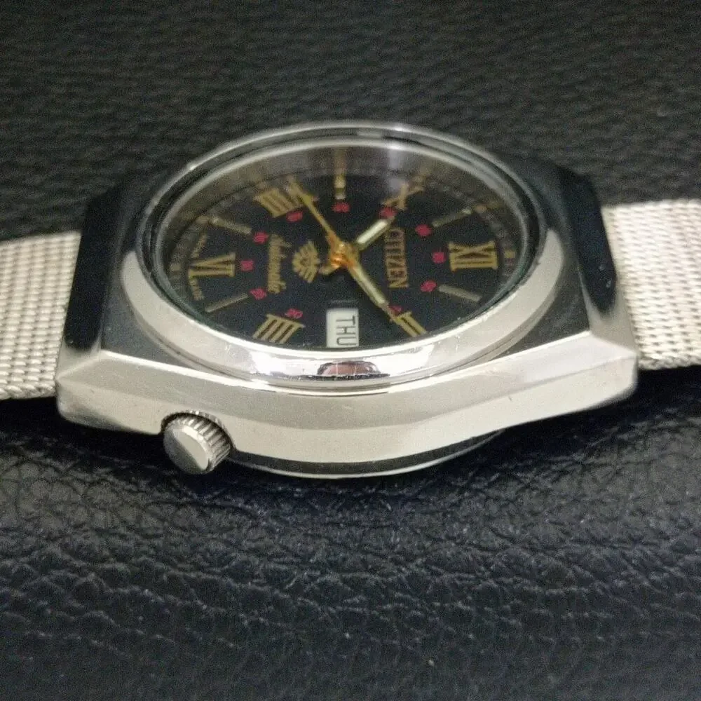 Vintage 1980 Citizen Automatic Mens Silver Watch W/daydate & Gold accents - Picture 5 of 10